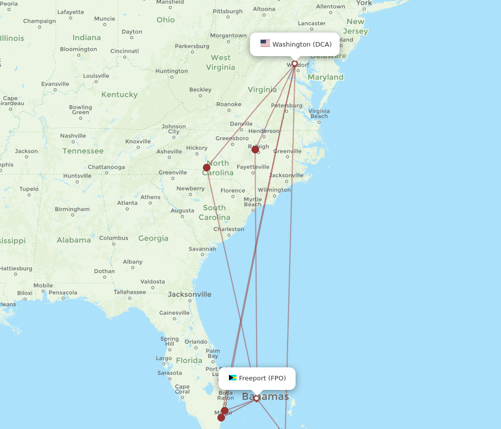 DCA-FPO flight routes
