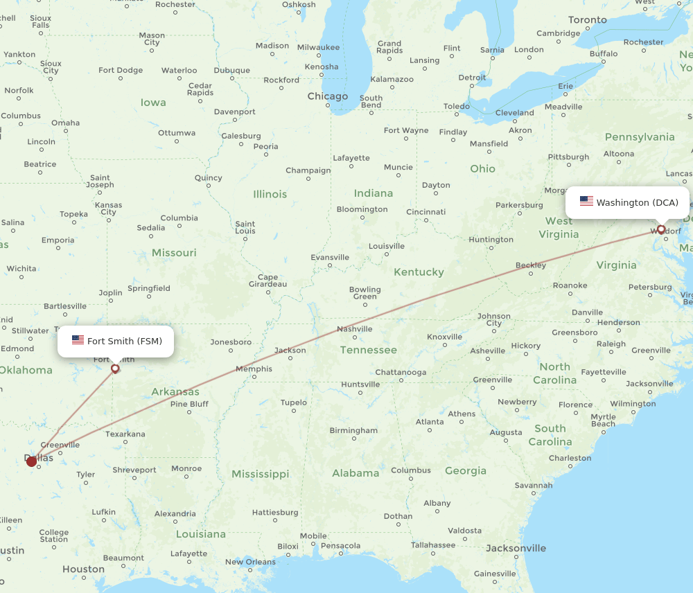 DCA-FSM flight routes