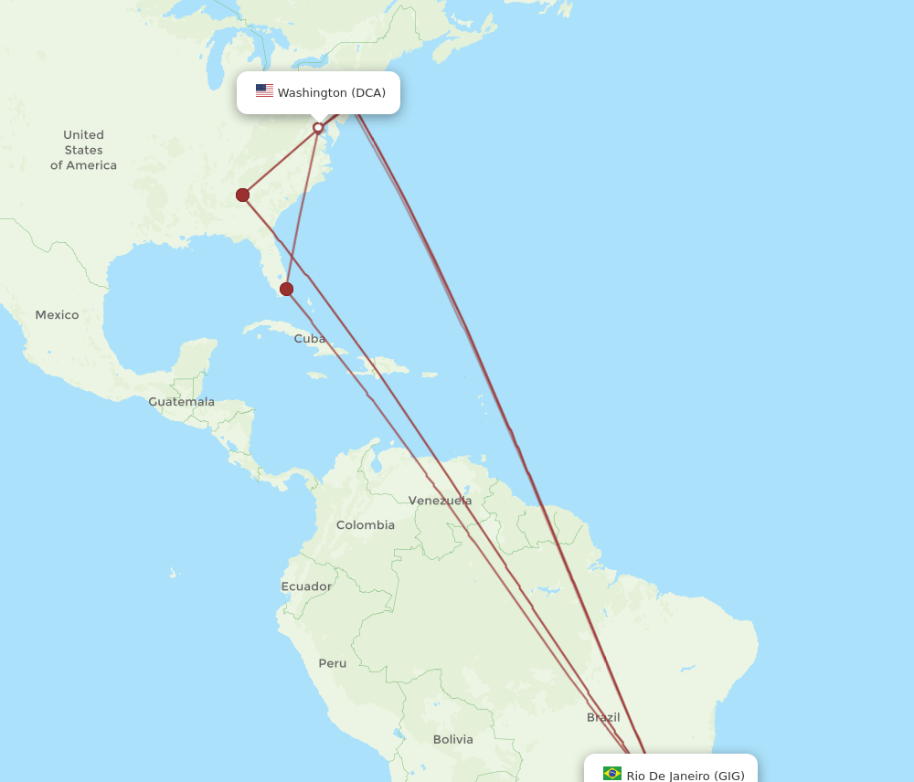 DCA-GIG flight routes