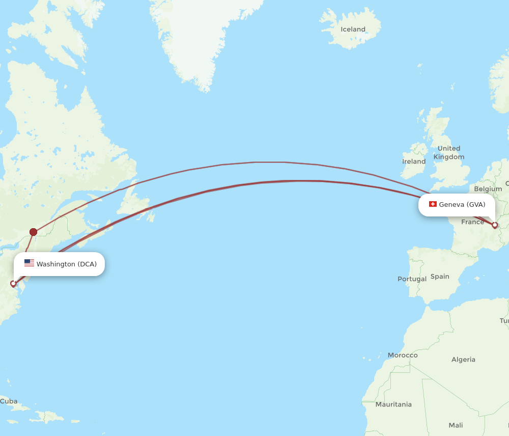 DCA-GVA flight routes