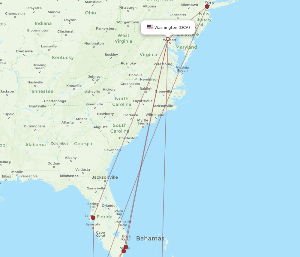 DCA-HAV flight routes