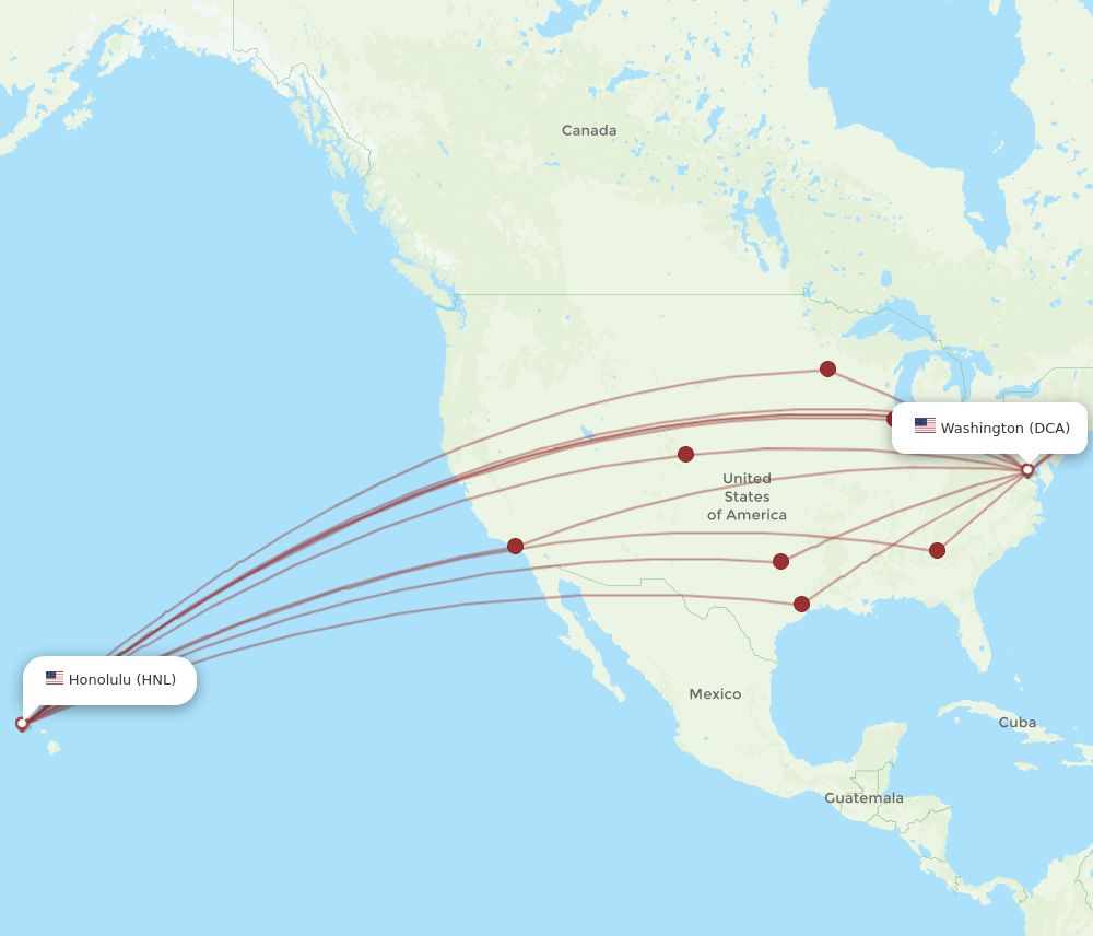 DCA-HNL flight routes
