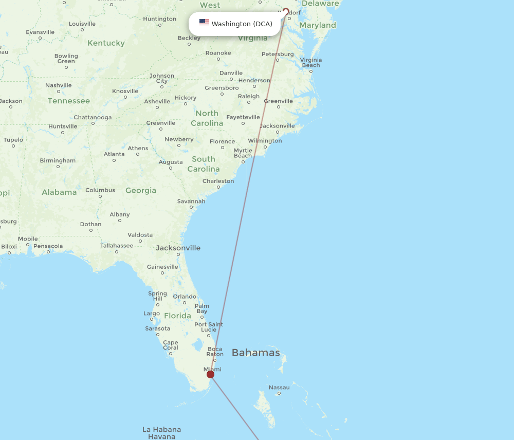 DCA-HOG flight routes
