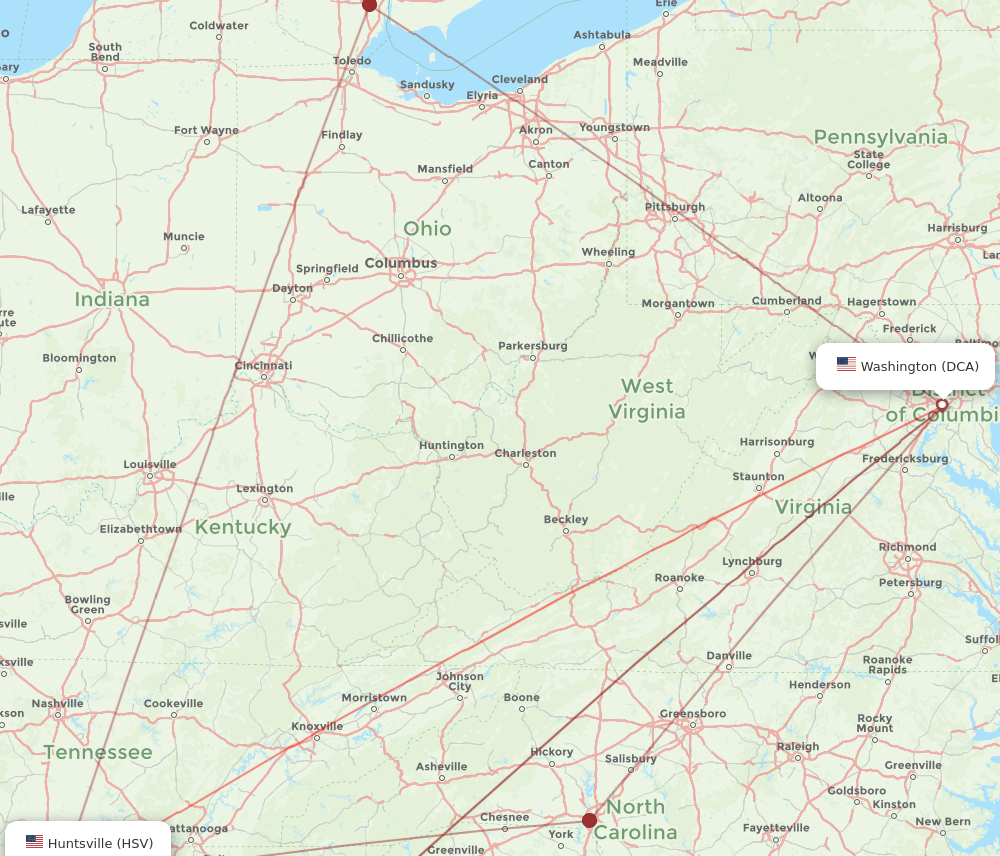 DCA-HSV flight routes