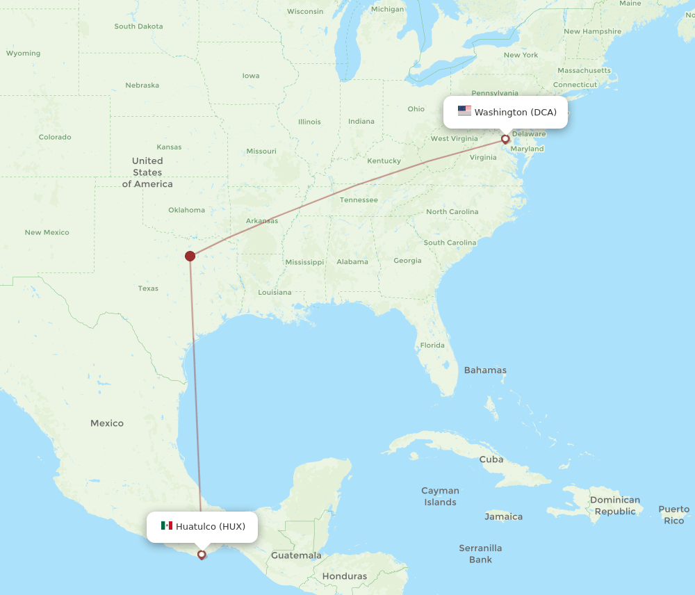 DCA-HUX flight routes