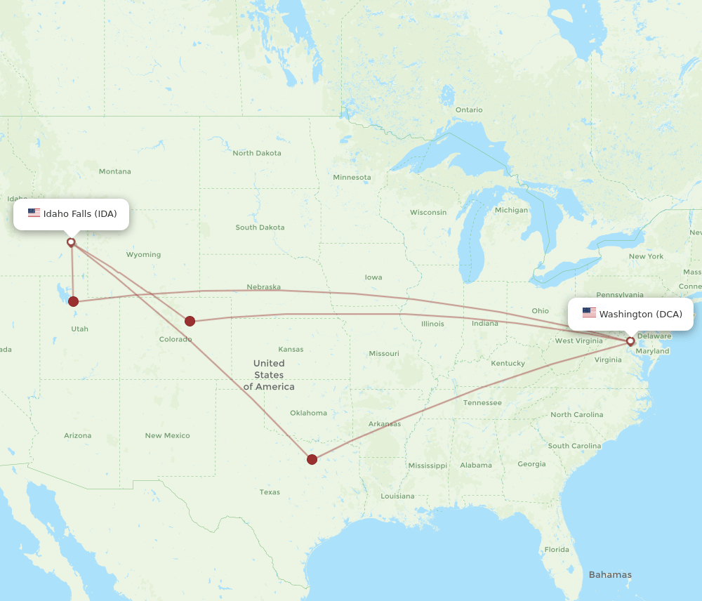 DCA-IDA flight routes