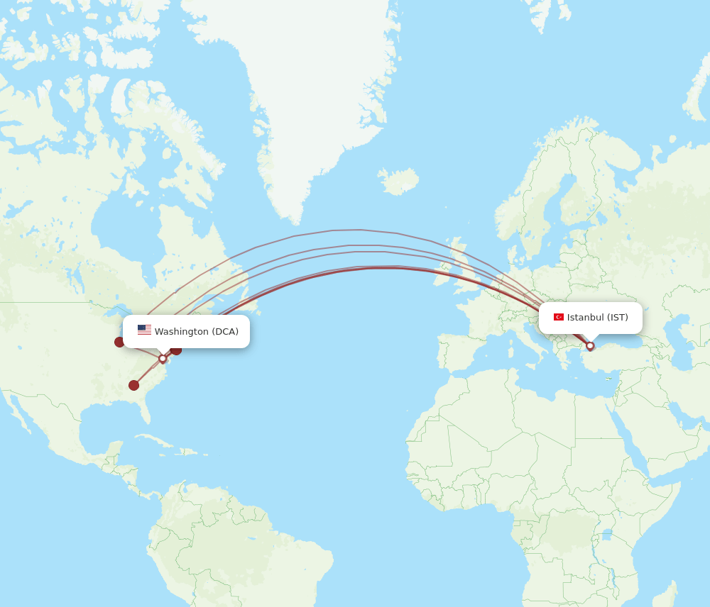 DCA-IST flight routes