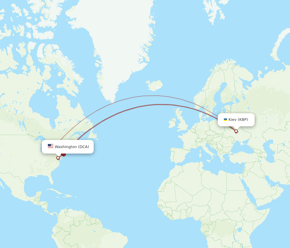 Washington - Kiev/Kyiv route map and flight paths