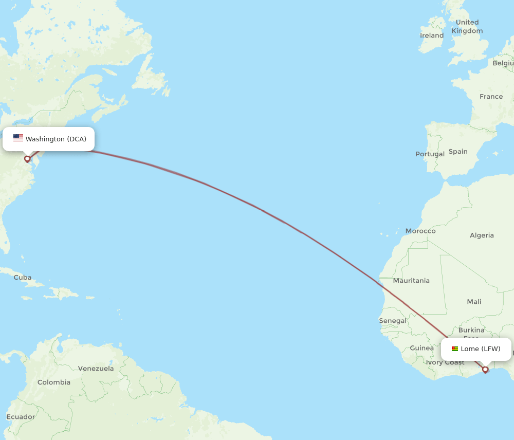 DCA-LFW flight routes