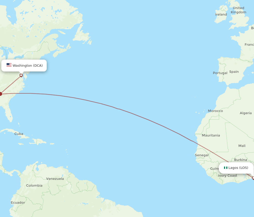 DCA-LOS flight routes