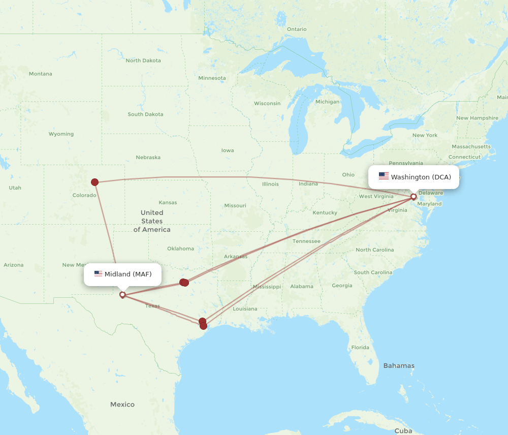 DCA-MAF flight routes