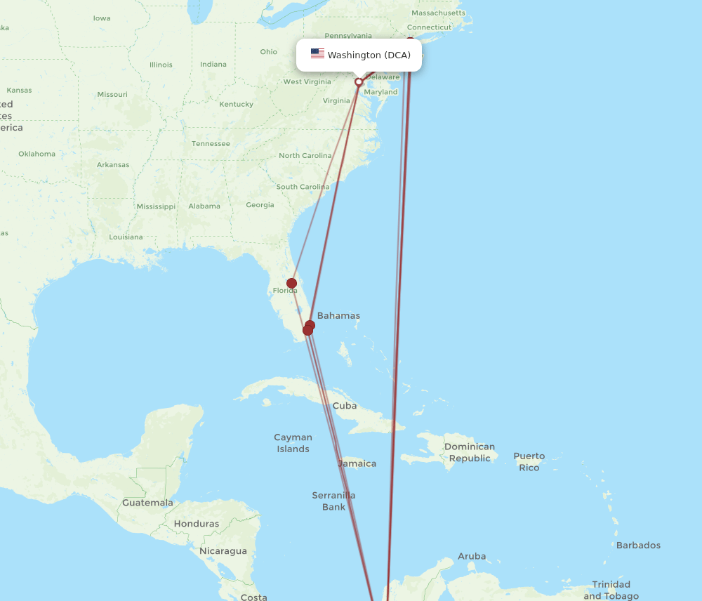 DCA-MDE flight routes