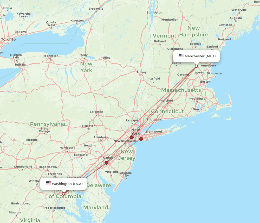 DCA-MHT flight routes