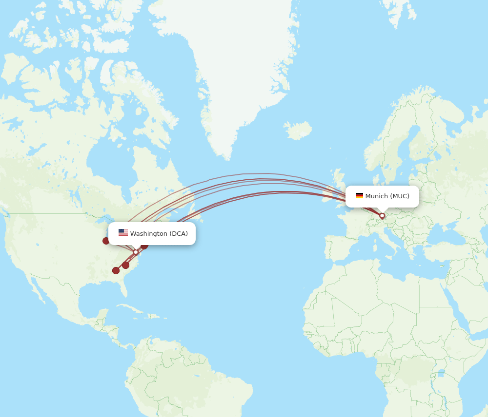 DCA to MUC flights and routes map