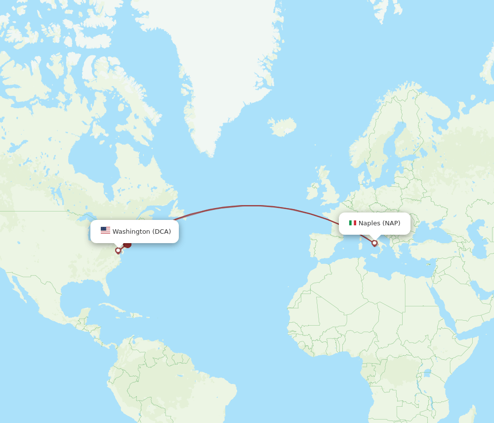 DCA-NAP flight routes