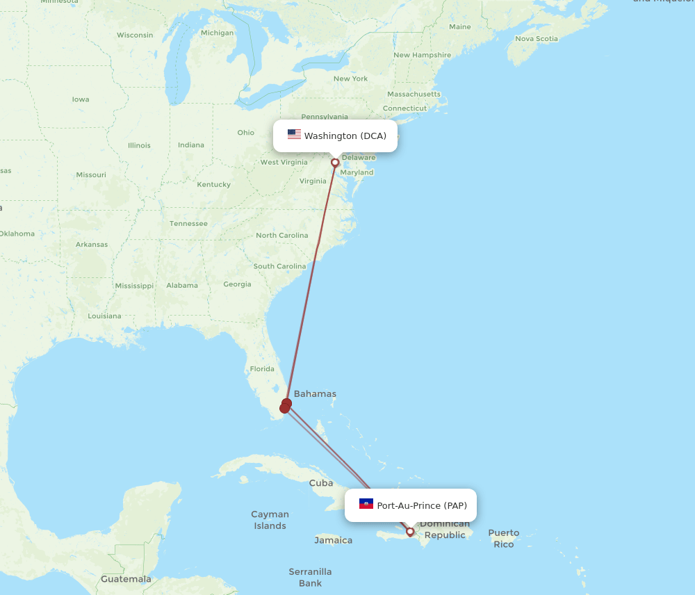 DCA-PAP flight routes
