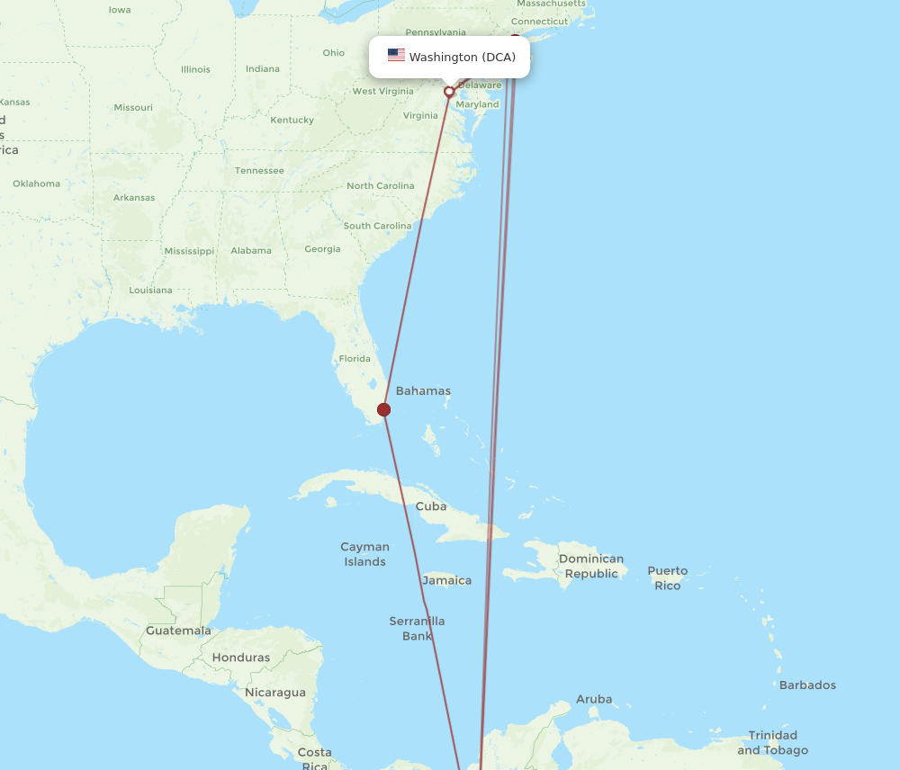 DCA-PEI flight routes