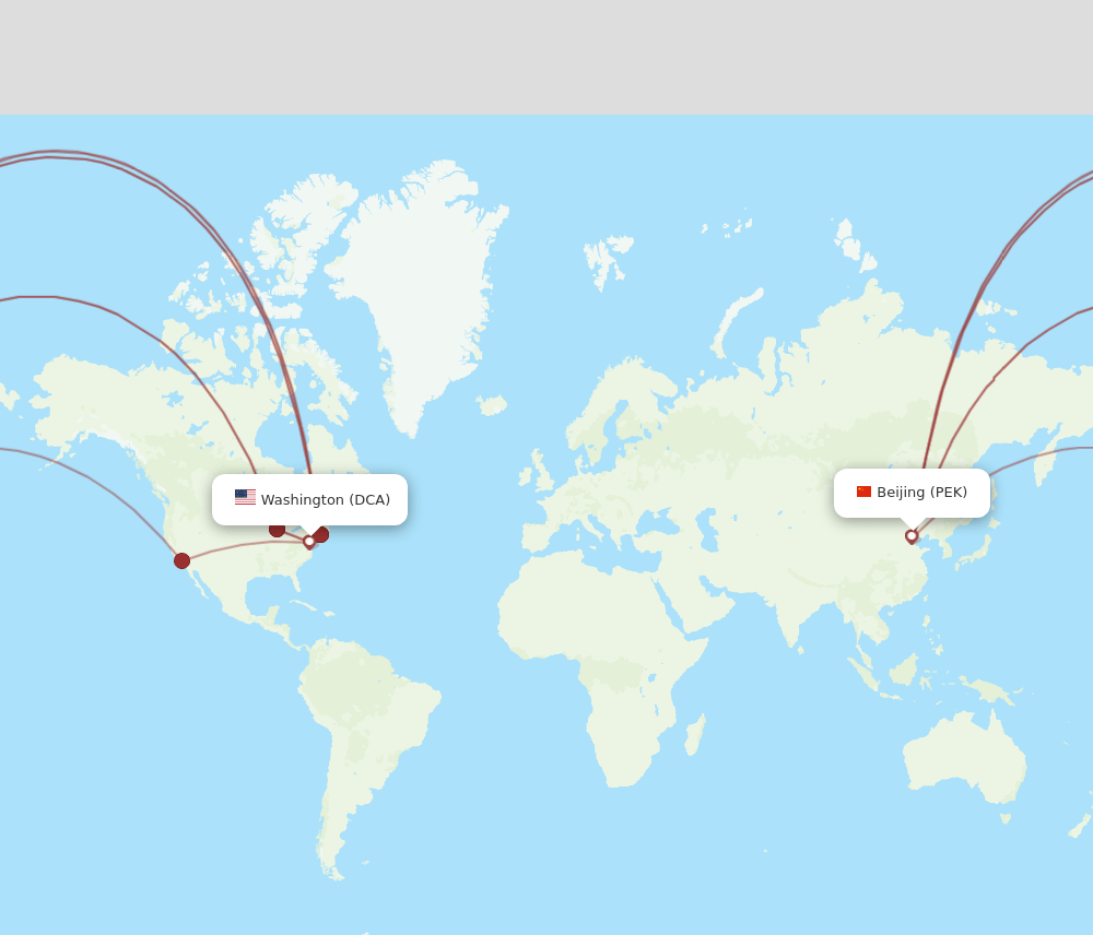 DCA-PEK flight routes