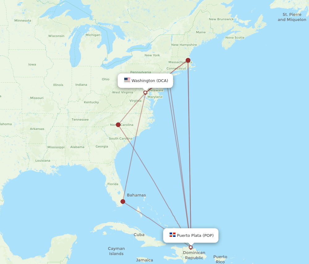 DCA-POP flight routes