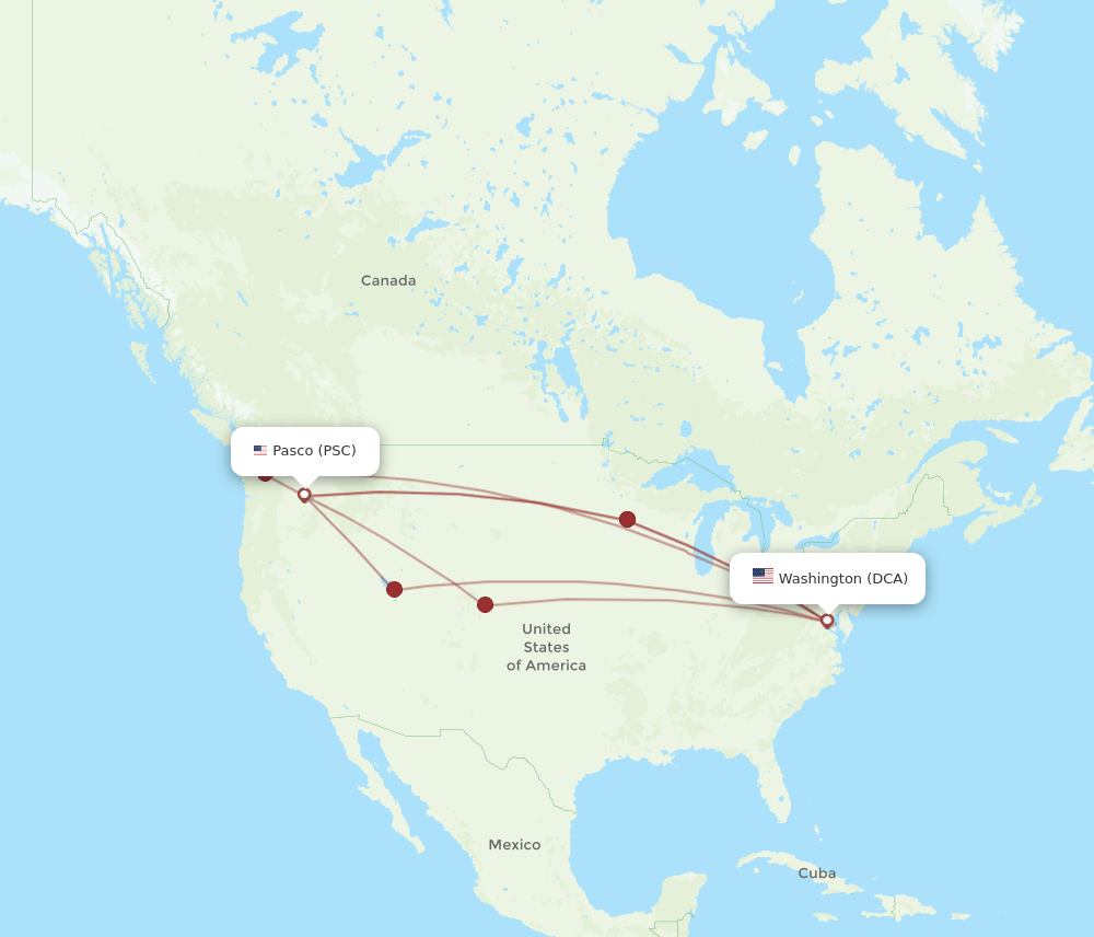DCA-PSC flight routes