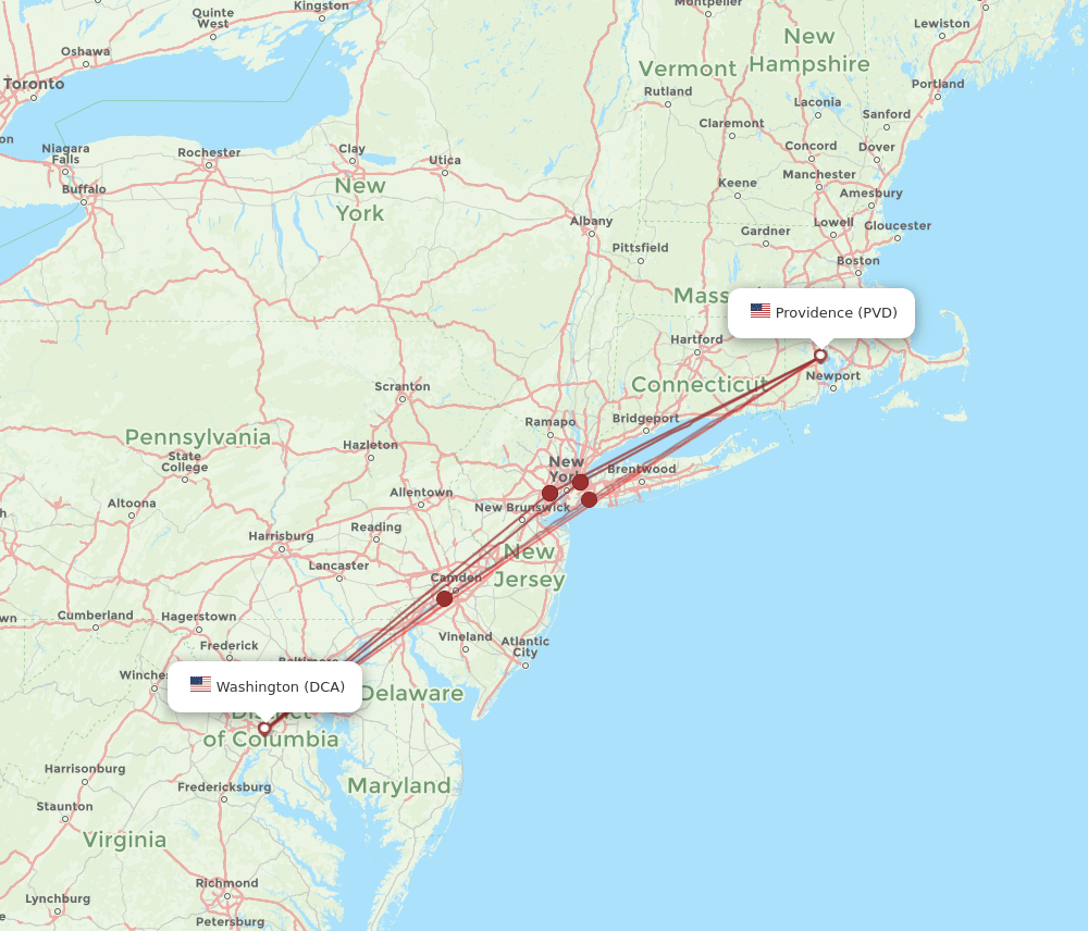 DCA-PVD flight routes