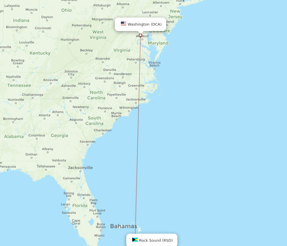 DCA-RSD flight routes