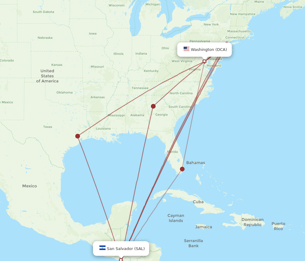 DCA-SAL flight routes