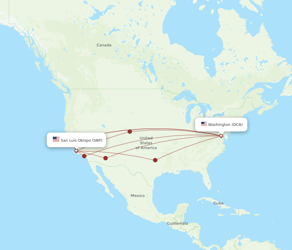 DCA-SBP flight routes