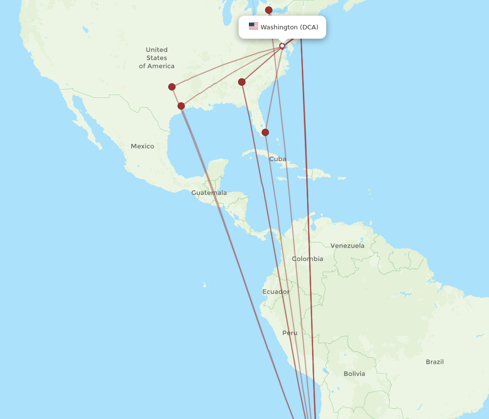 DCA-SCL flight routes