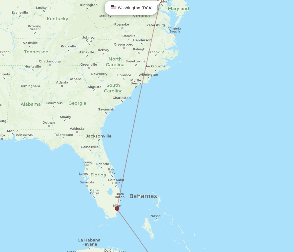 Washington - Santiago route map and flight paths