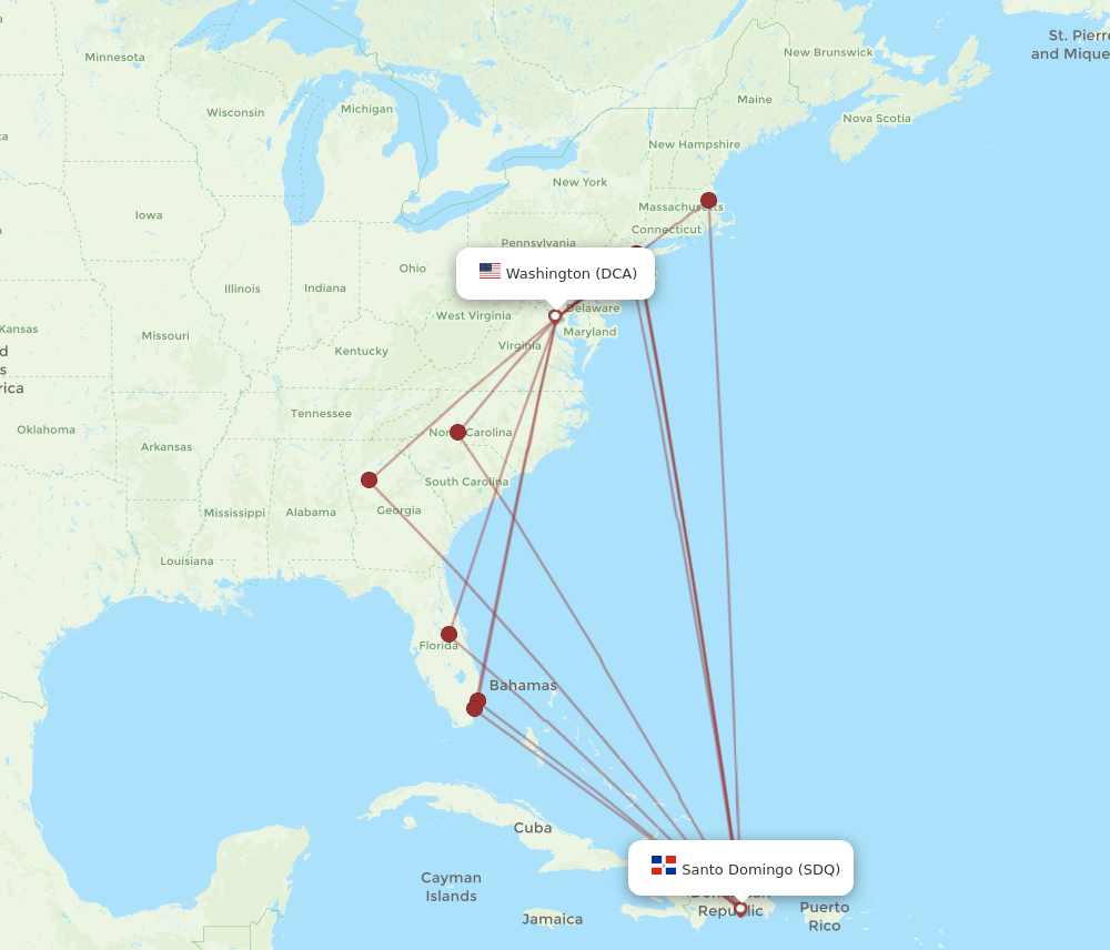 DCA-SDQ flight routes