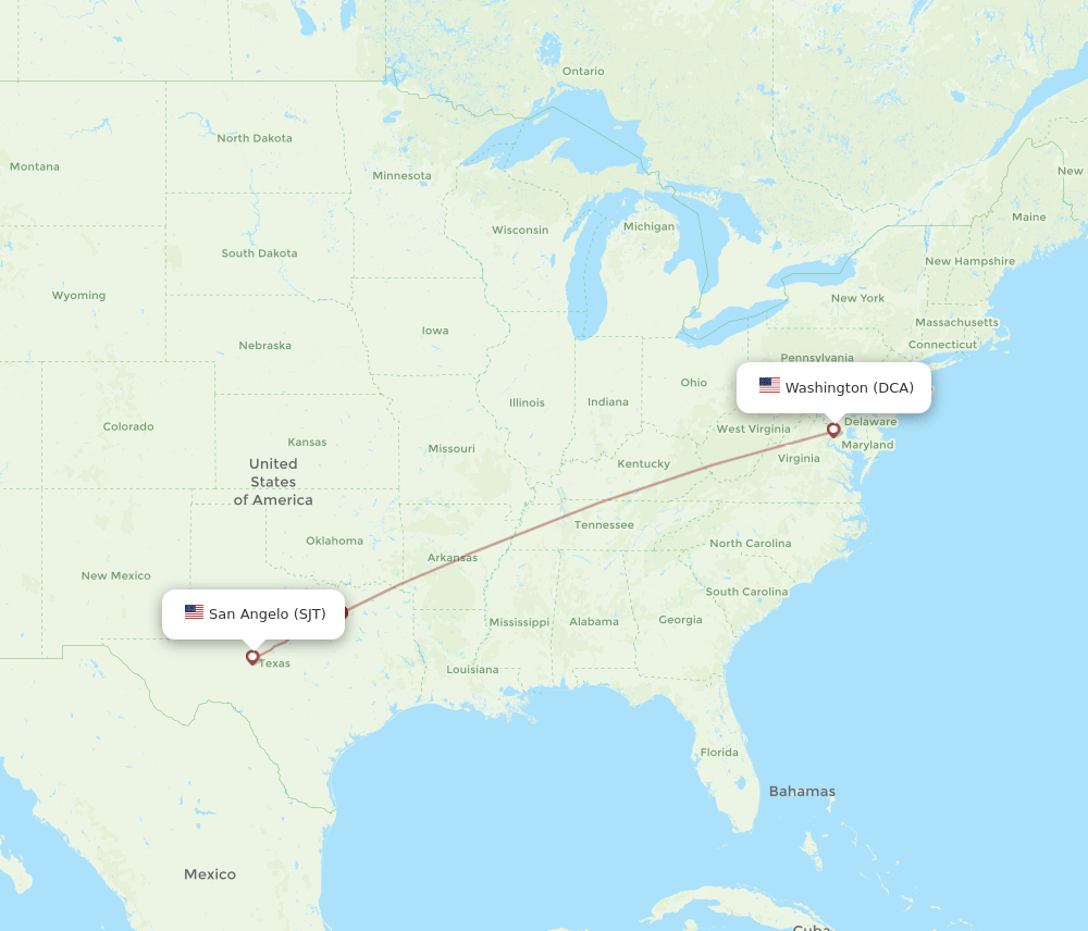 DCA-SJT flight routes