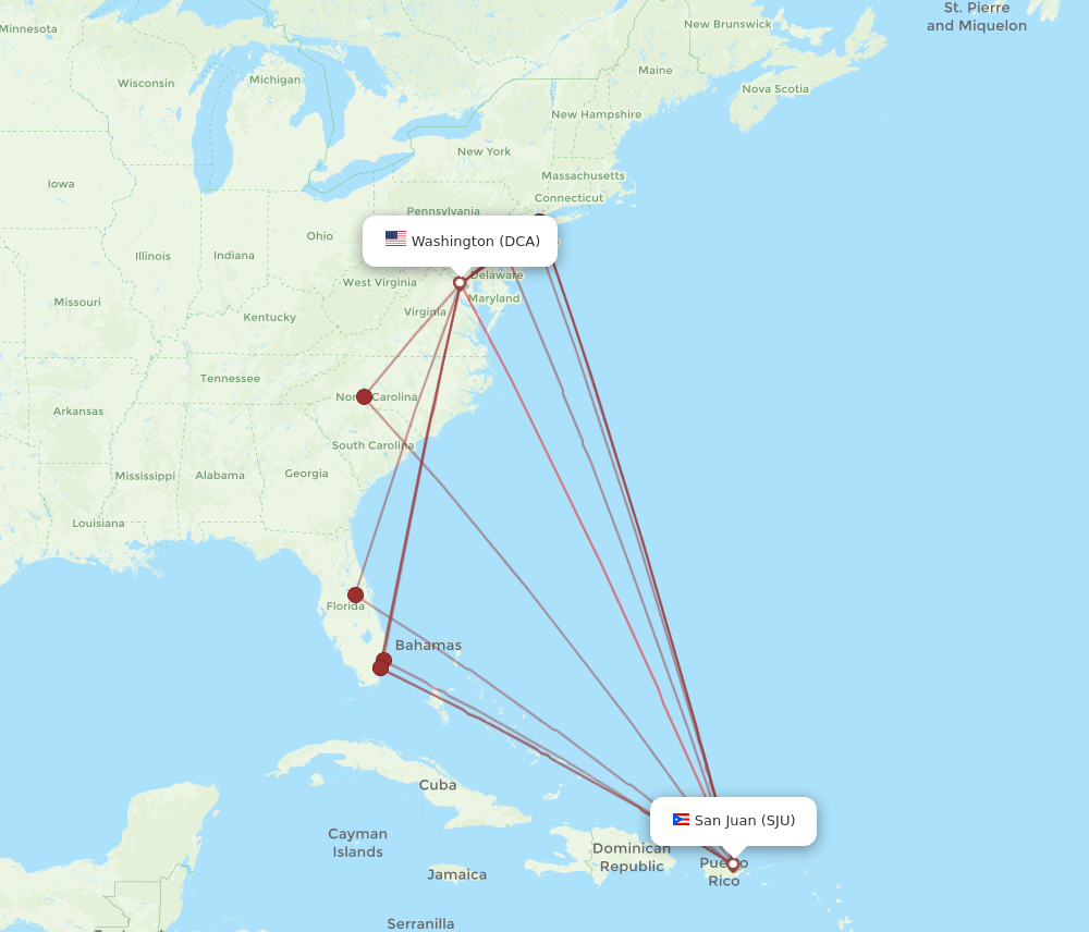 DCA-SJU flight routes