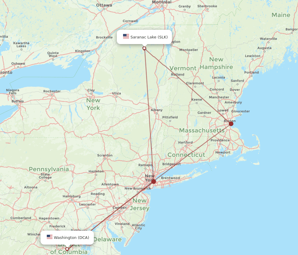 DCA-SLK flight routes