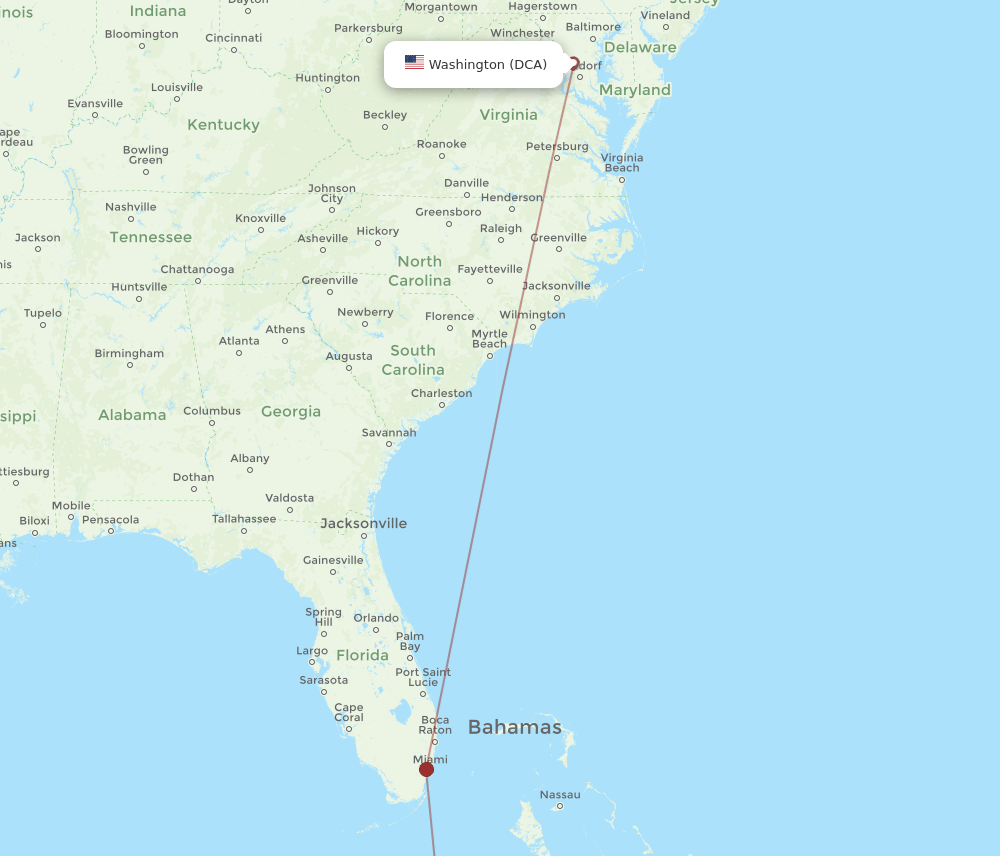 DCA to SNU flights and routes map