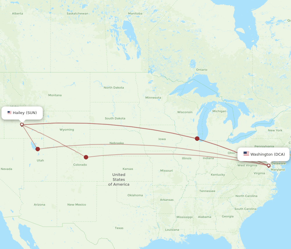DCA-SUN flight routes
