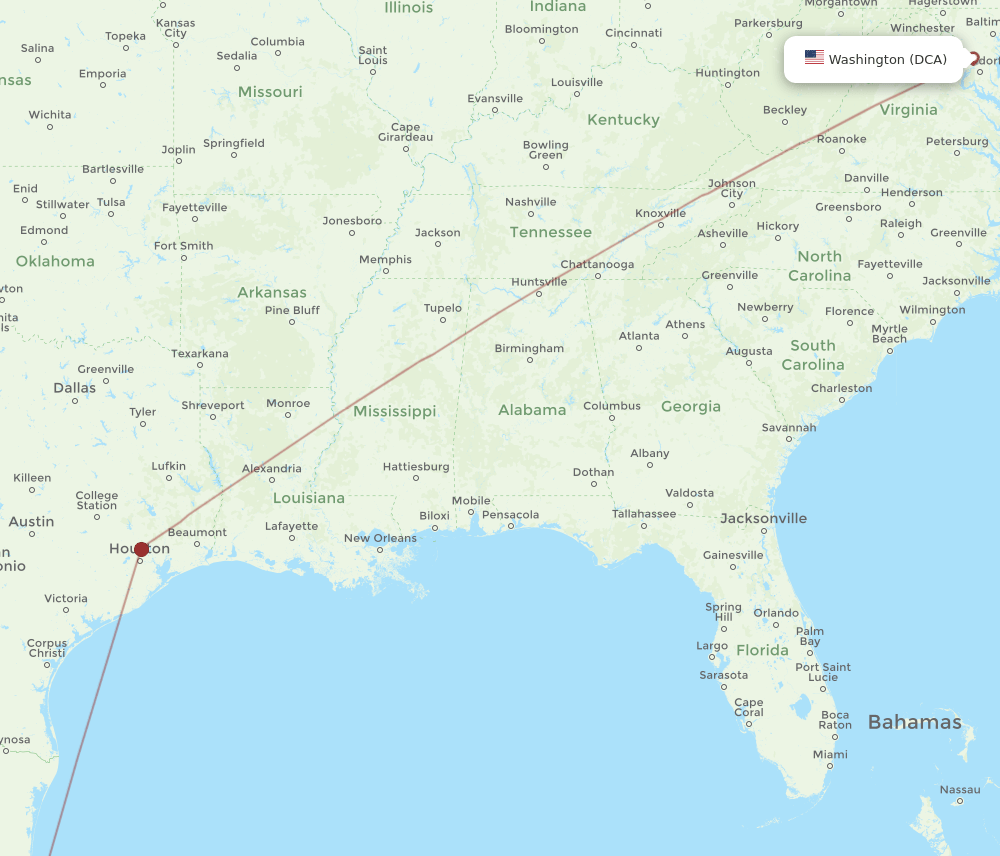 DCA-TAM flight routes
