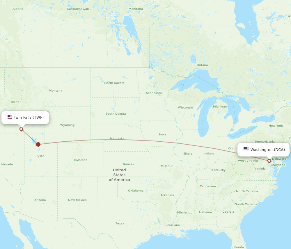 DCA-TWF flight routes