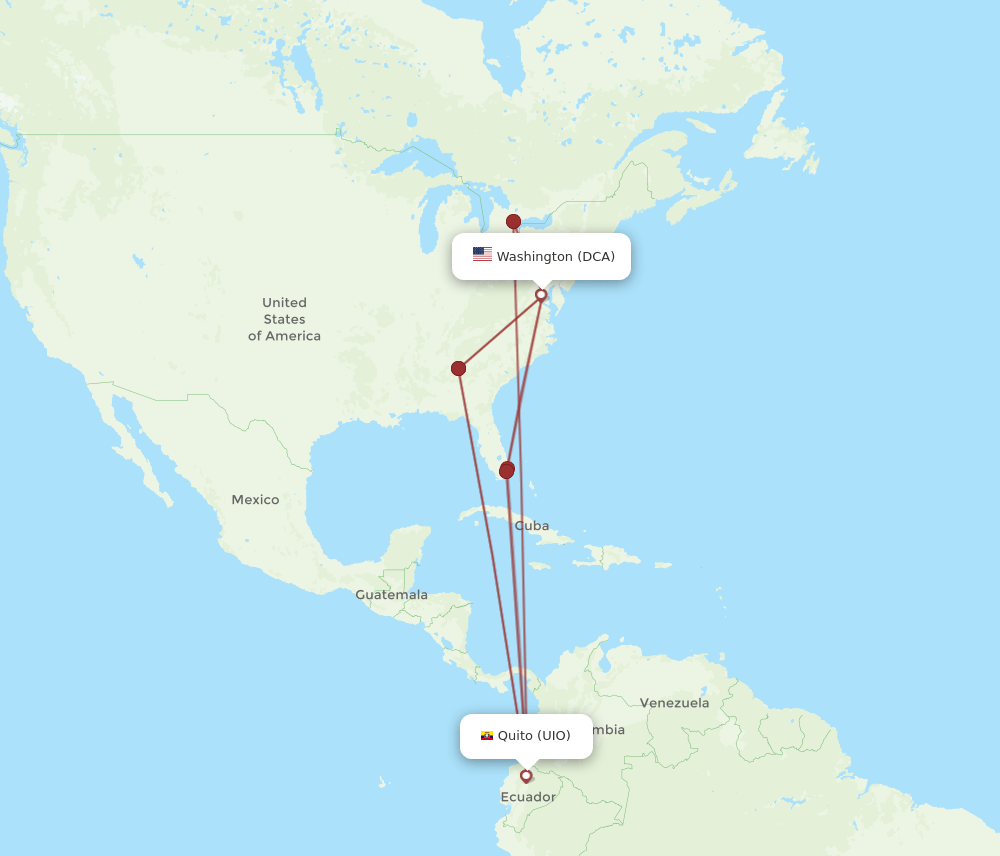 DCA-UIO flight routes