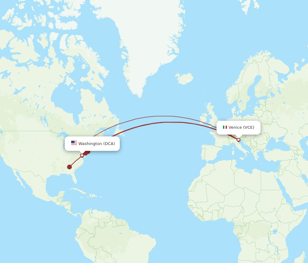 DCA-VCE flight routes