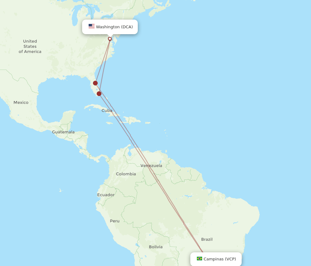 DCA-VCP flight routes