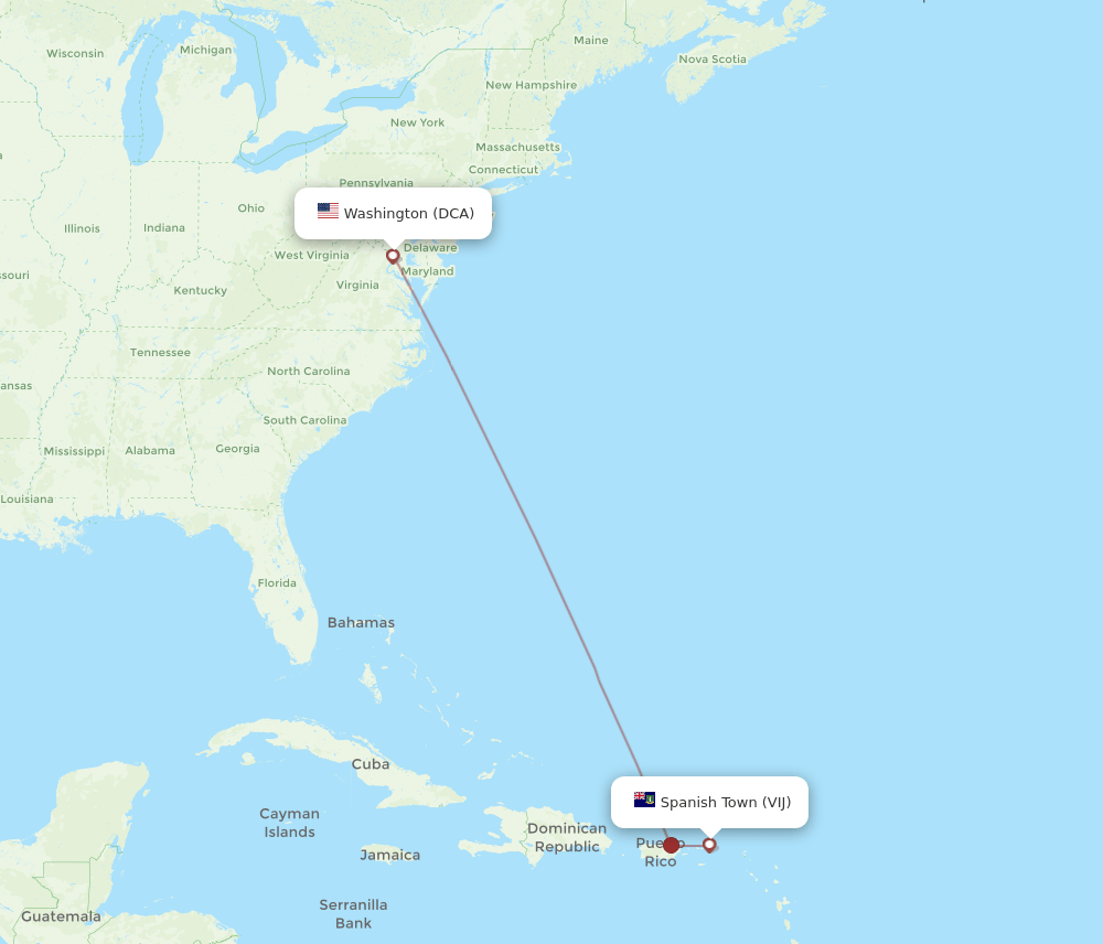 DCA-VIJ flight routes