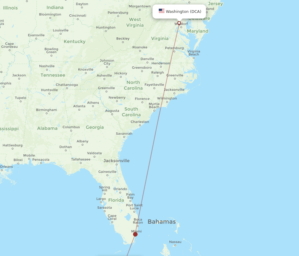 DCA-VRA flight routes
