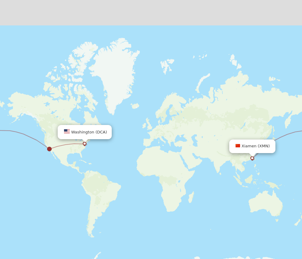 DCA-XMN flight routes