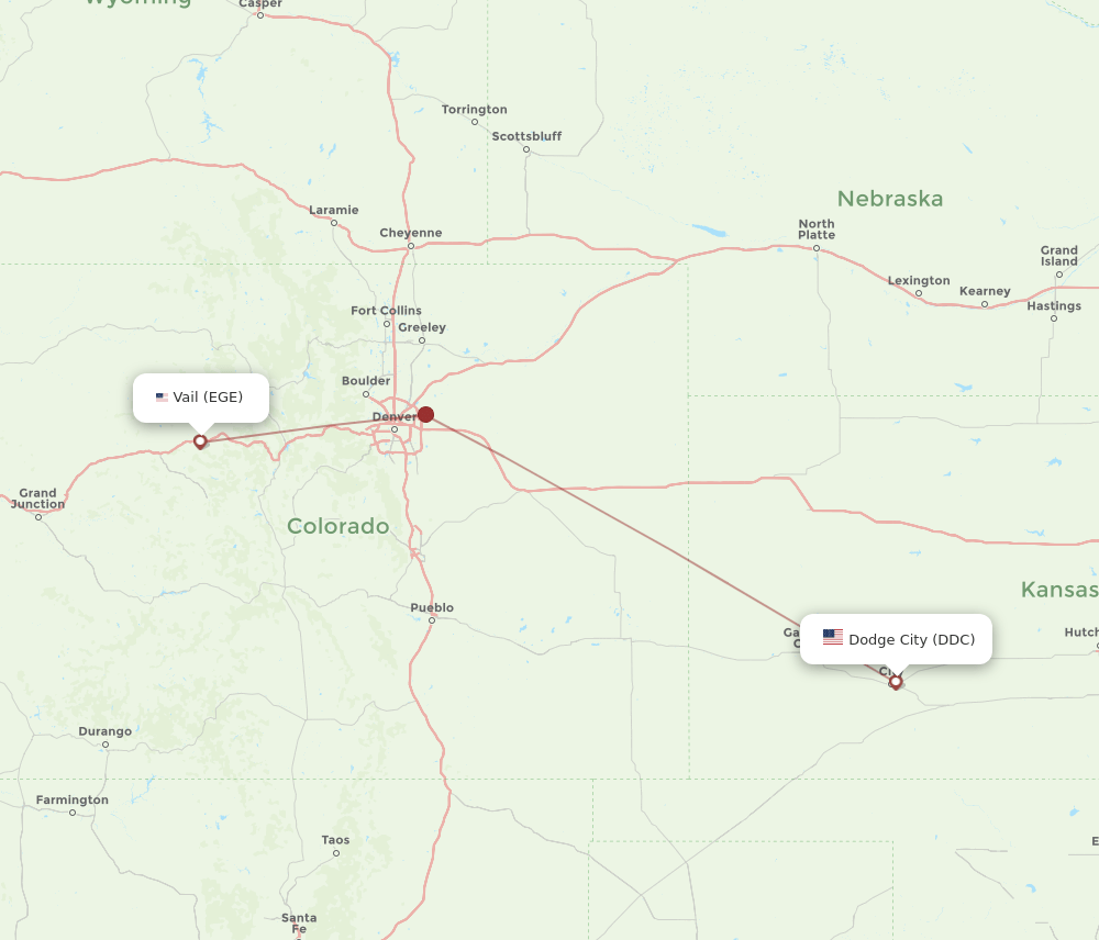 DDC to EGE flights and routes map