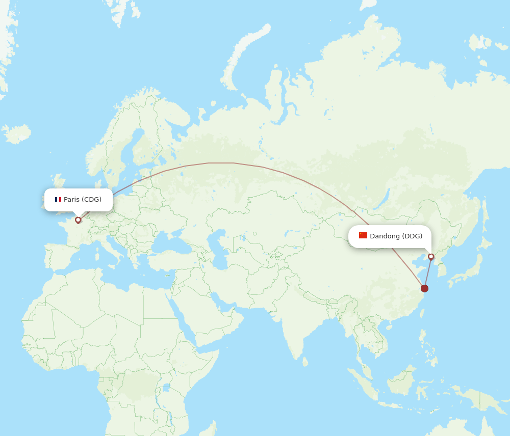 CDG to DDG flights and routes map