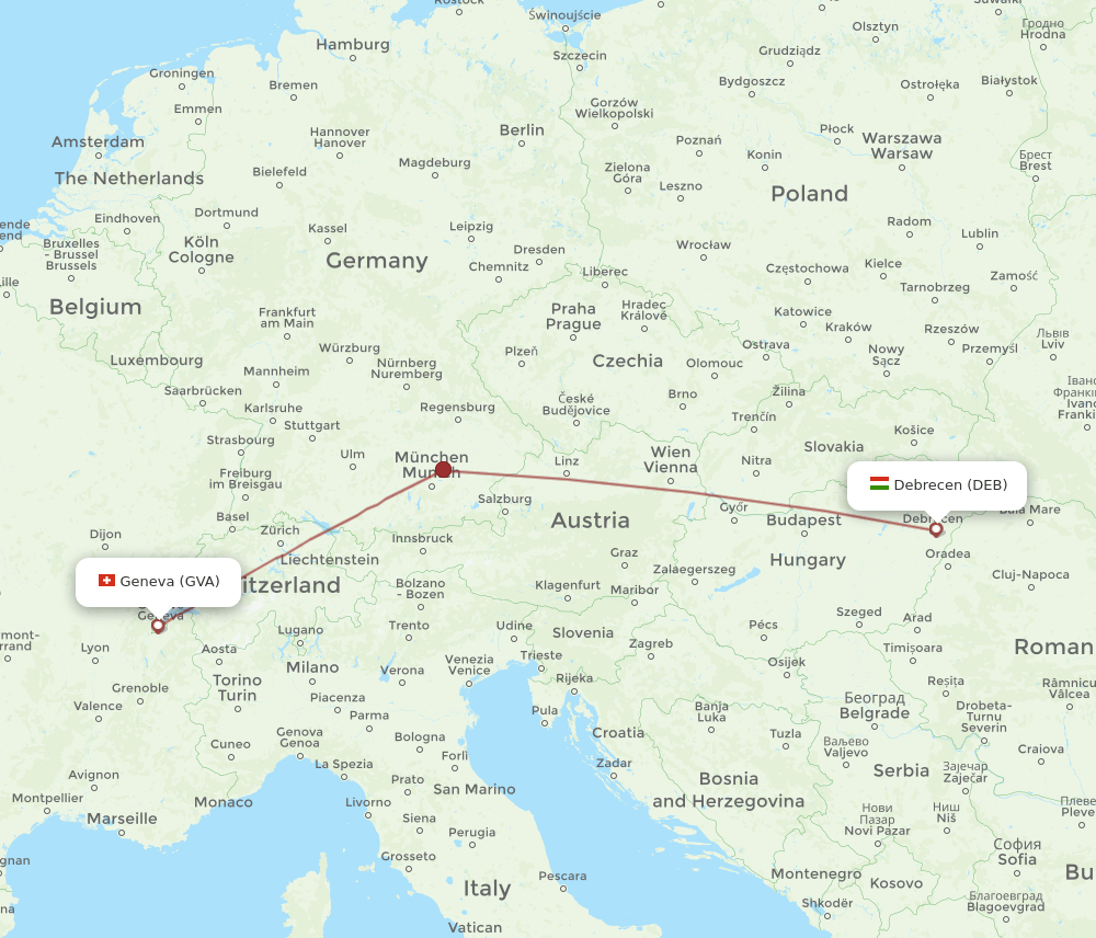 DEB-GVA flight routes