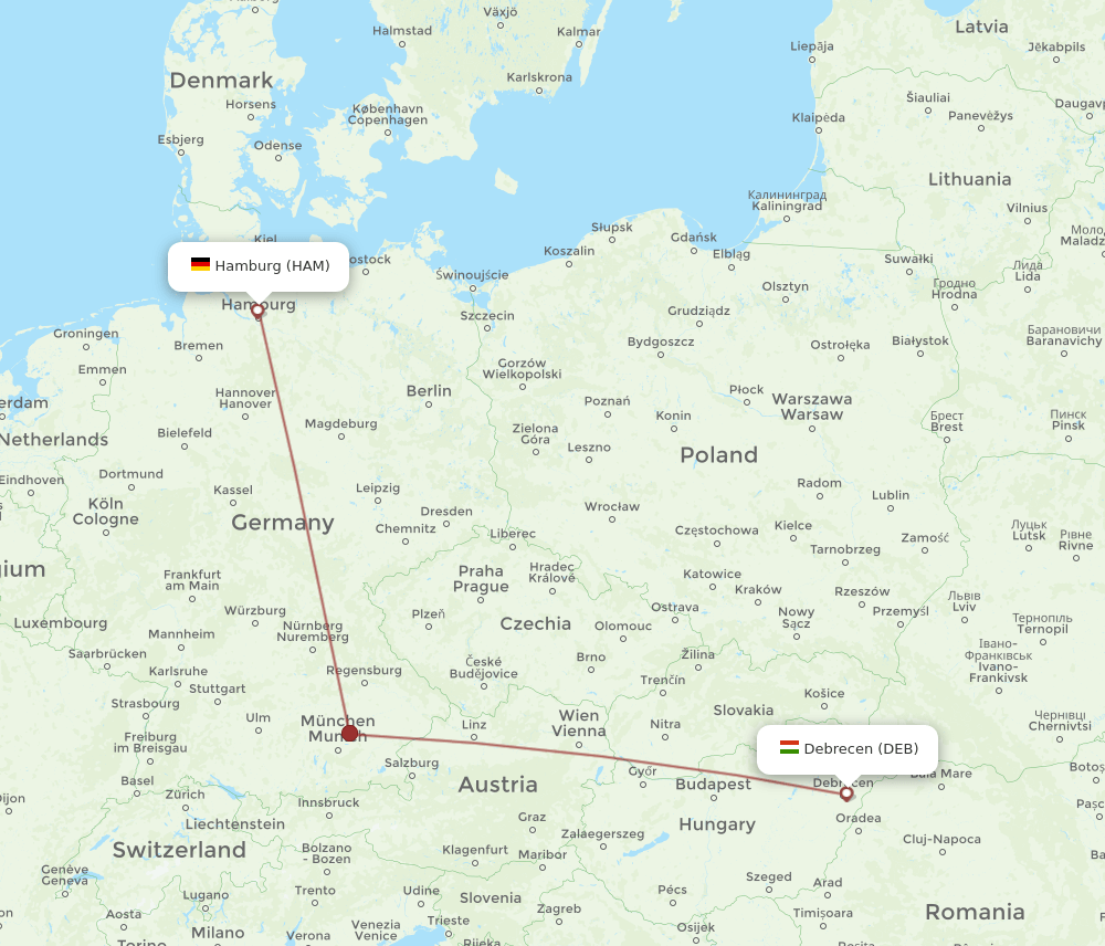 DEB-HAM flight routes