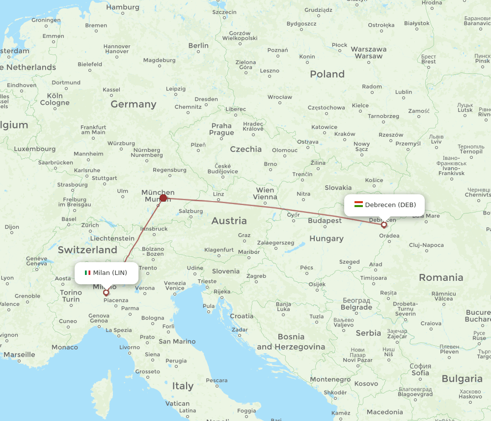 DEB-LIN flight routes