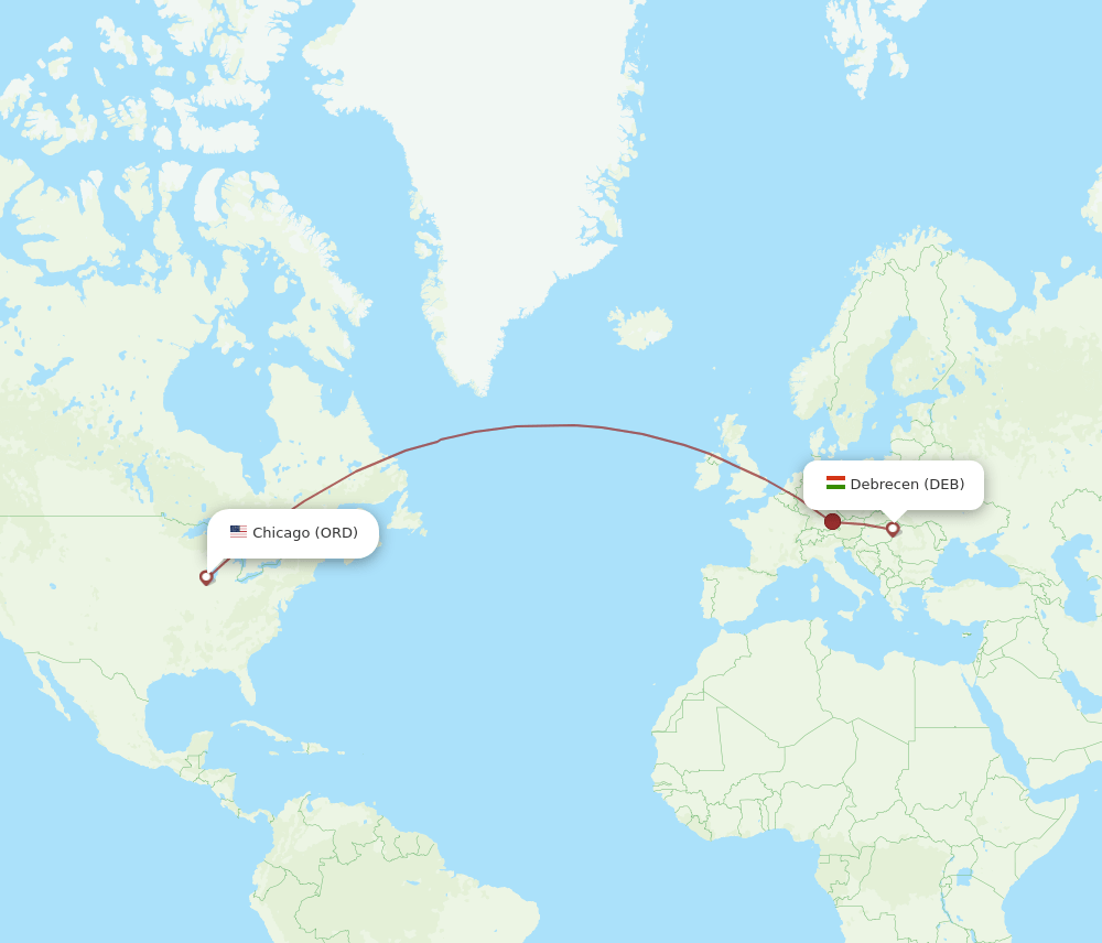 DEB-ORD flight routes